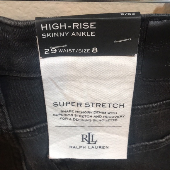 NWT Lauren Ralph Lauren Black Wash Stretch High Rise Ankle Jeans-Size 29/8 - Picture 5 of 11